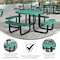 Flash Furniture Creekside Round Outdoor Picnic Table, Green Top/Seat, Black Frame, Mesh Metal Top, 46 in SLF-EMR-46-GN-GG - alternate 7